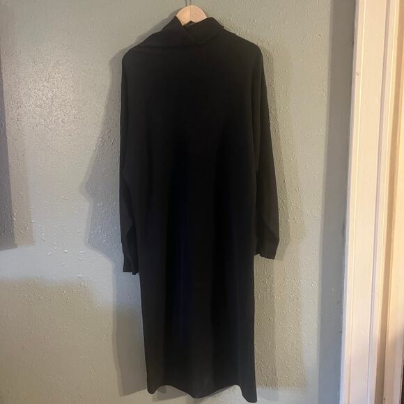 Vintage Joan Voss USA Black Sweater Dress PTP 25" Elegant Feminine Workwear Warm - Picture 4 of 10